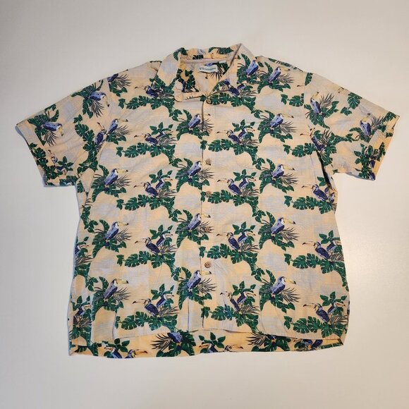 Caribbean Hawaiian Shirt Short Sleeve Tropical Toucans Birds Floral Mens XXL 2XL - Picture 5 of 12